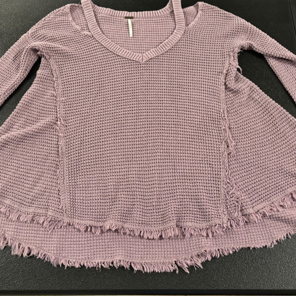 Free People Cold Shoulder V-Neck Top Lilac Sz XSmall